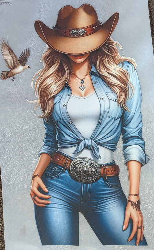 Bügelbild Gr. L " Cowgirl" GBB000003