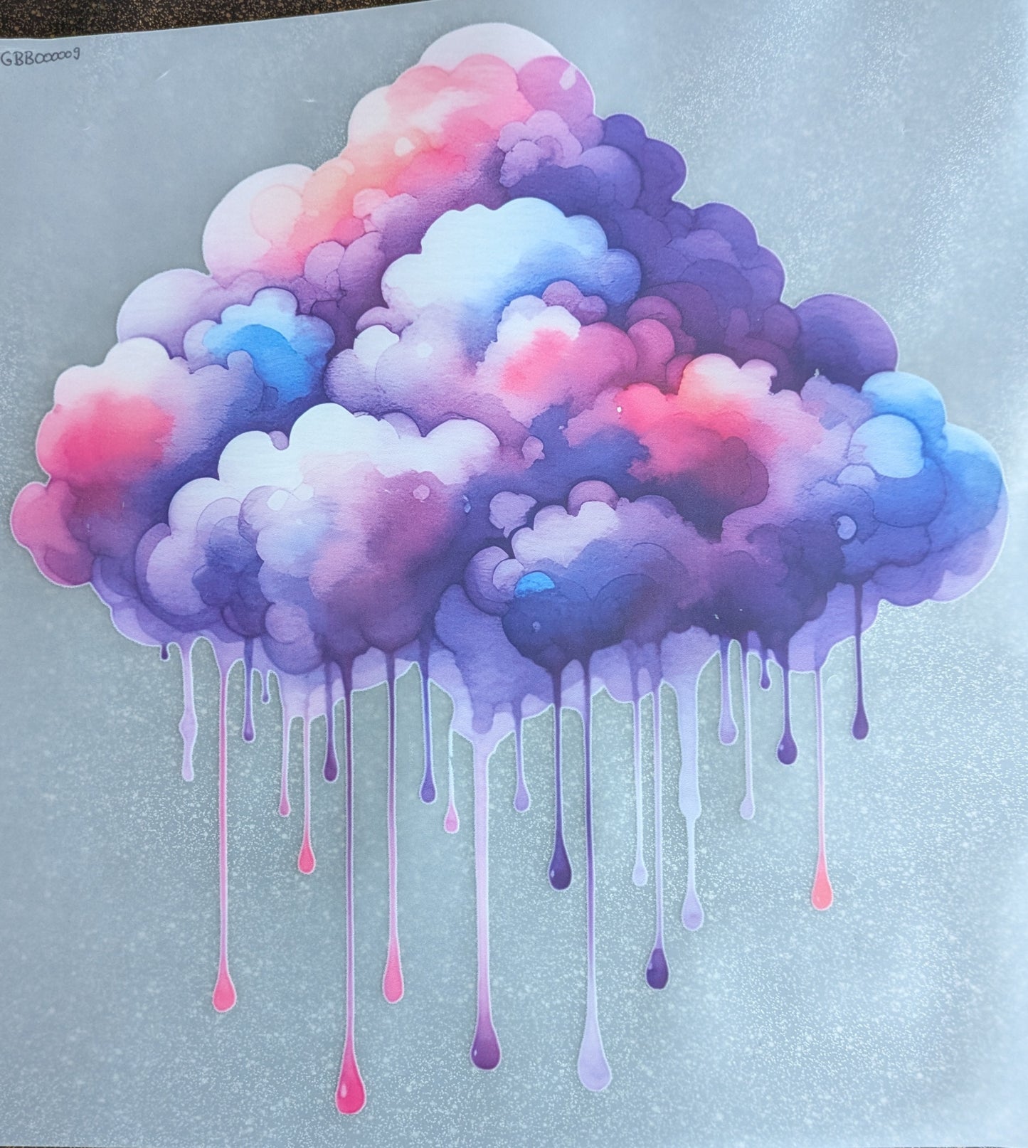 Bügelbild Gr. L " bunte Wolke mit Tropfen " GBB000009