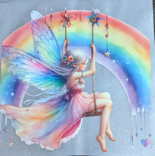 Bügelbild Gr. L " Fee auf Schaukel " GBB000012