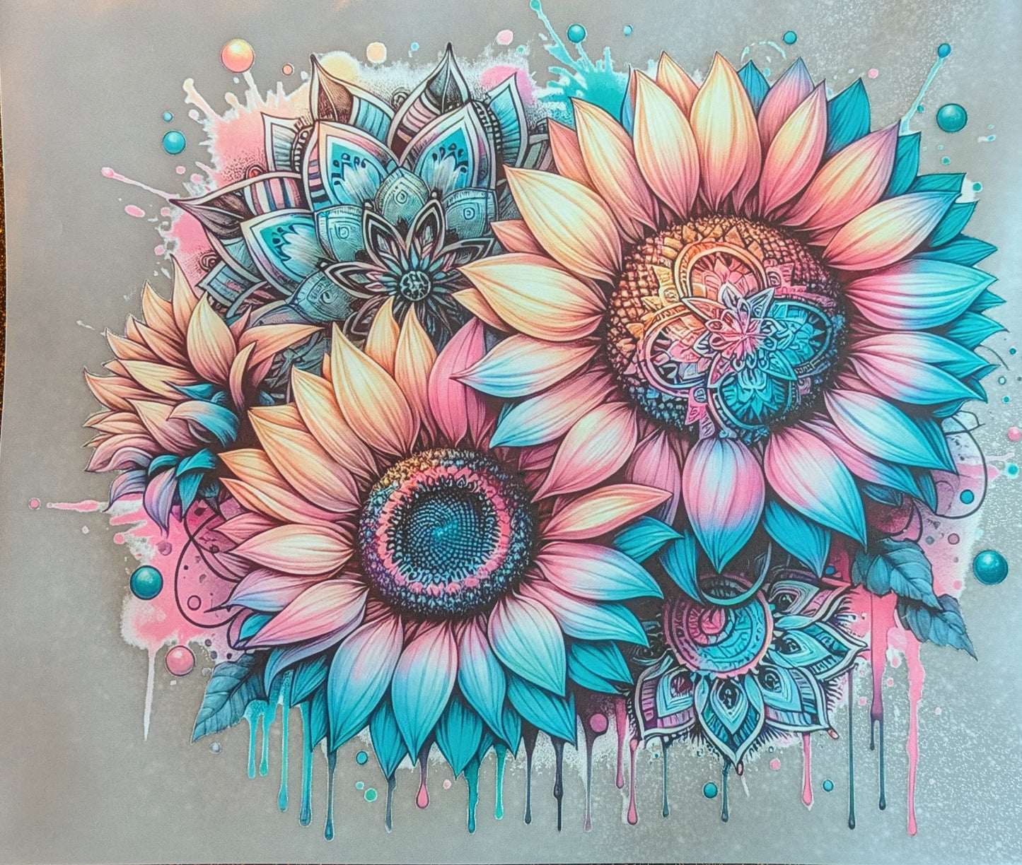 Bügelbild Gr.L " Sonnenblumen Boho bunt " GBB000035