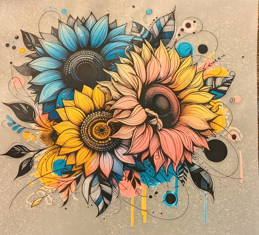 Bügelbild Gr.L " Sonnenblumen bunt " GBB000045