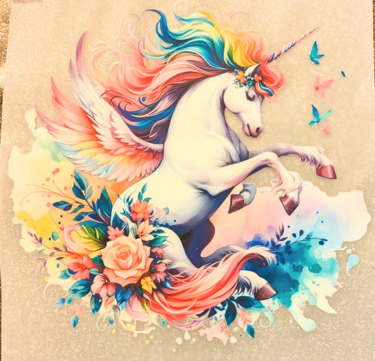 Bügelbild Gr.L " Pegasus Regenbogen " GBB000050