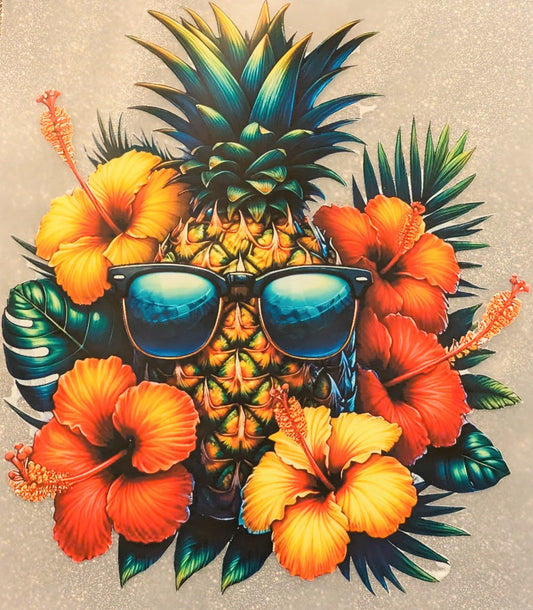 Bügelbild Gr.L " Annanas mit Sonnenbrille 1 " GBB000051