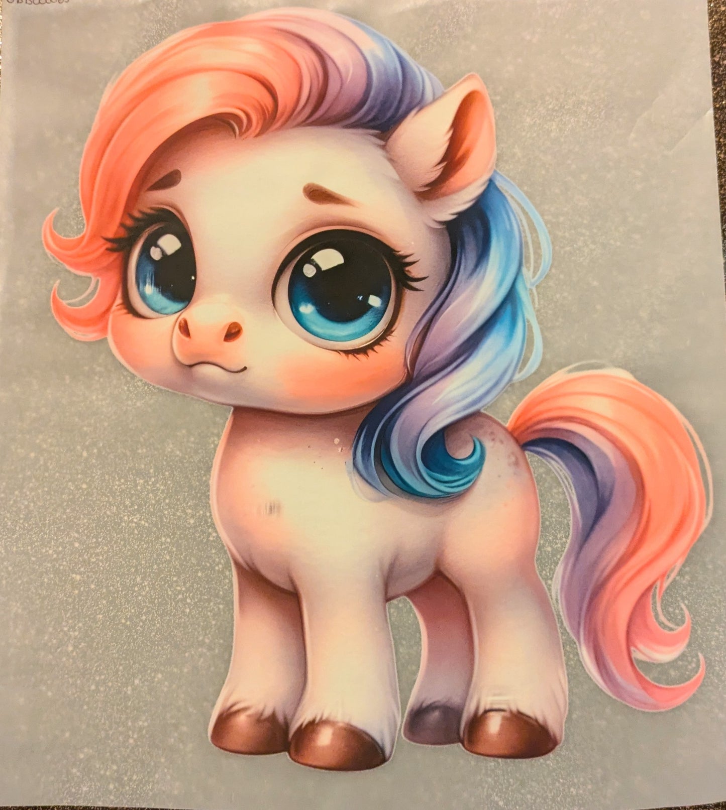 Bügelbild Gr.L " Pony weiß " GBB000065