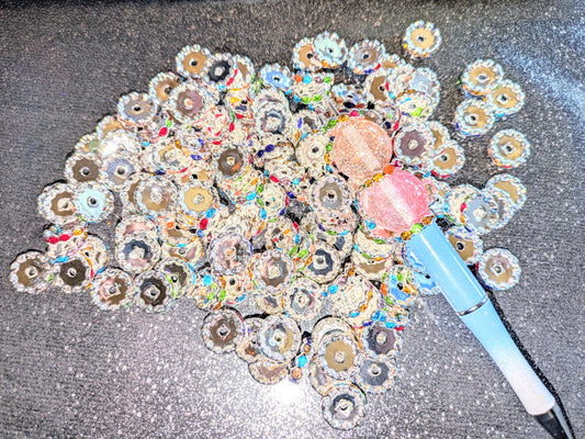 15mm Spacer Abstandsperlen silber bunt 10 Stk KSB01