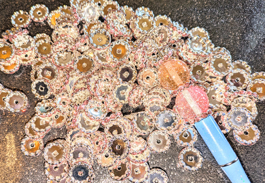 15mm Spacer Abstandsperlen silber rosa 10 Stk