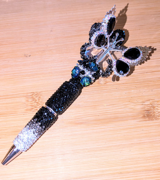 Blumenperle aus Metall silber schwarz blau grün 20 mm