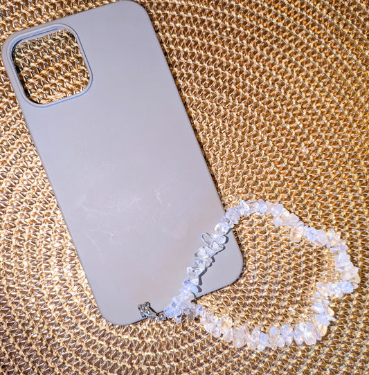 Naturstein Handykette mit Getrommelten Natursteinsplittern Bergkristall