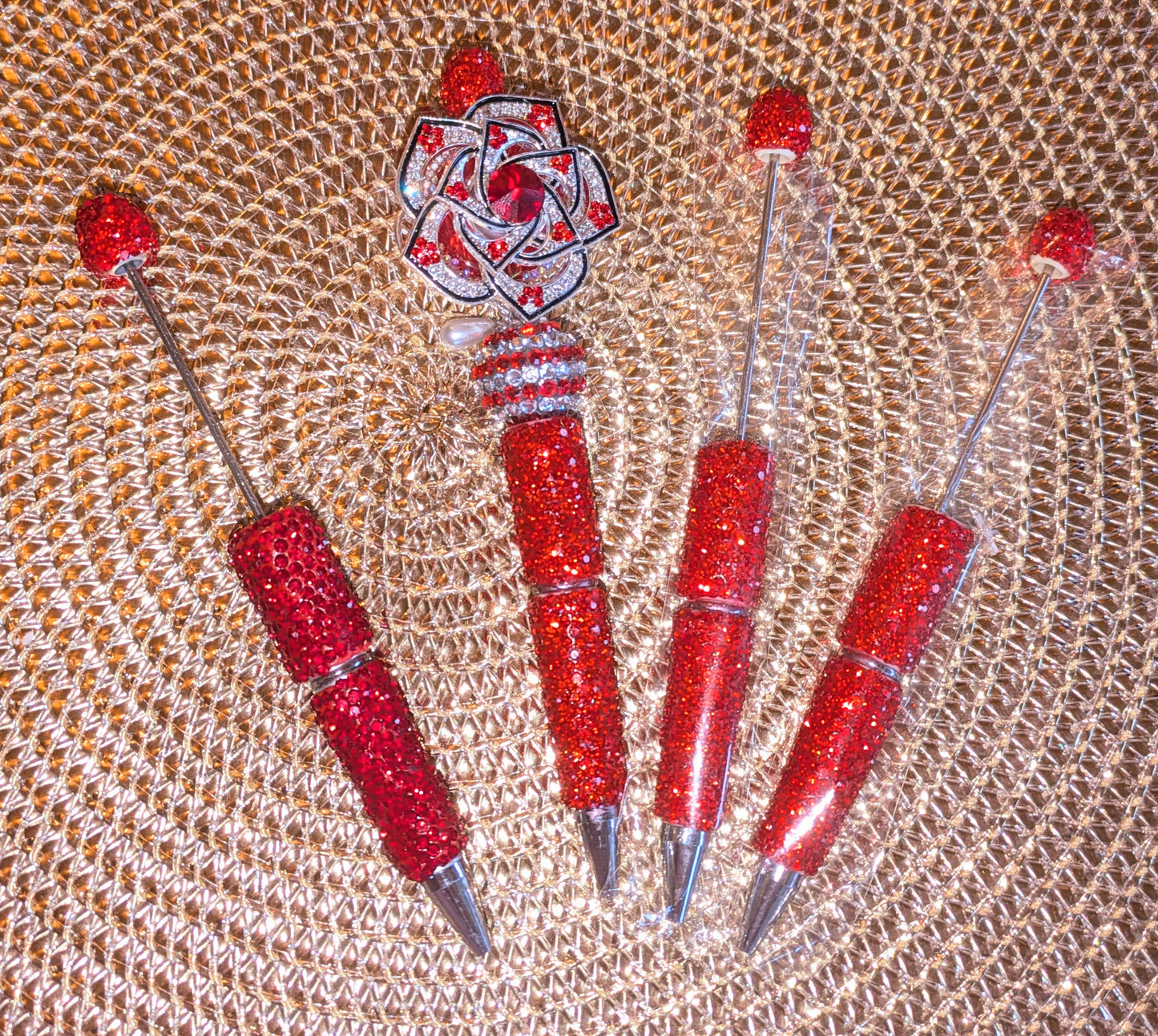 Handgestaltete Strasskugelschreiber rot