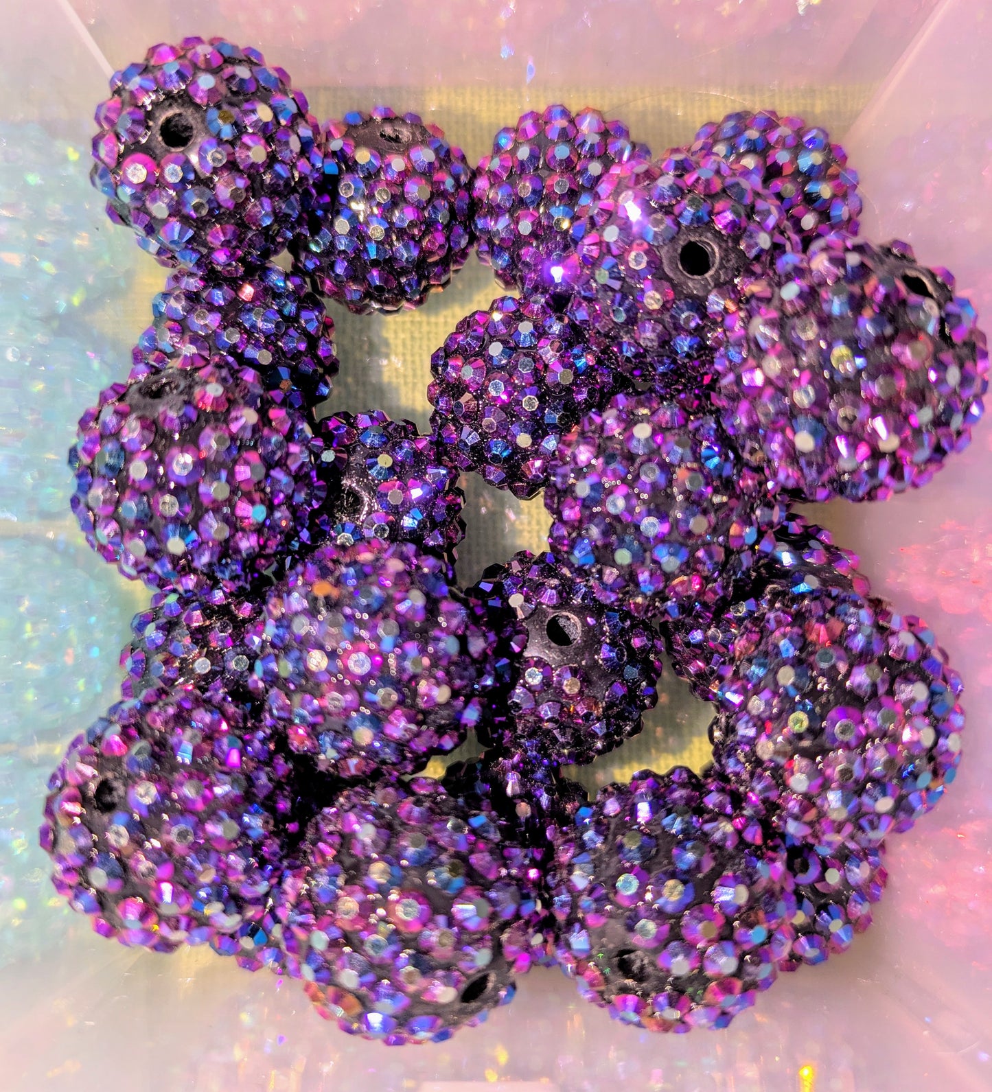 20 mm Strassperle in Multicolor Lila 14