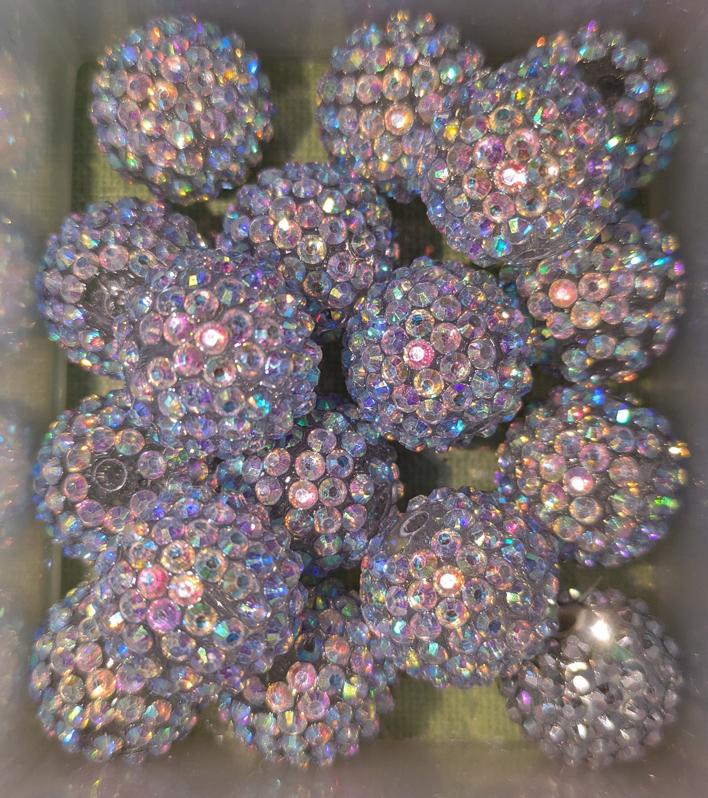 20 mm Strassperle in Silber Multicolor 17