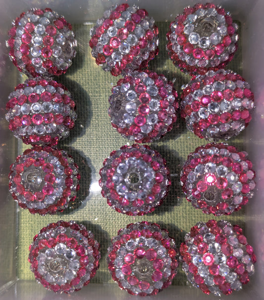 20 mm Strassperle in silber Pink gestreift  20