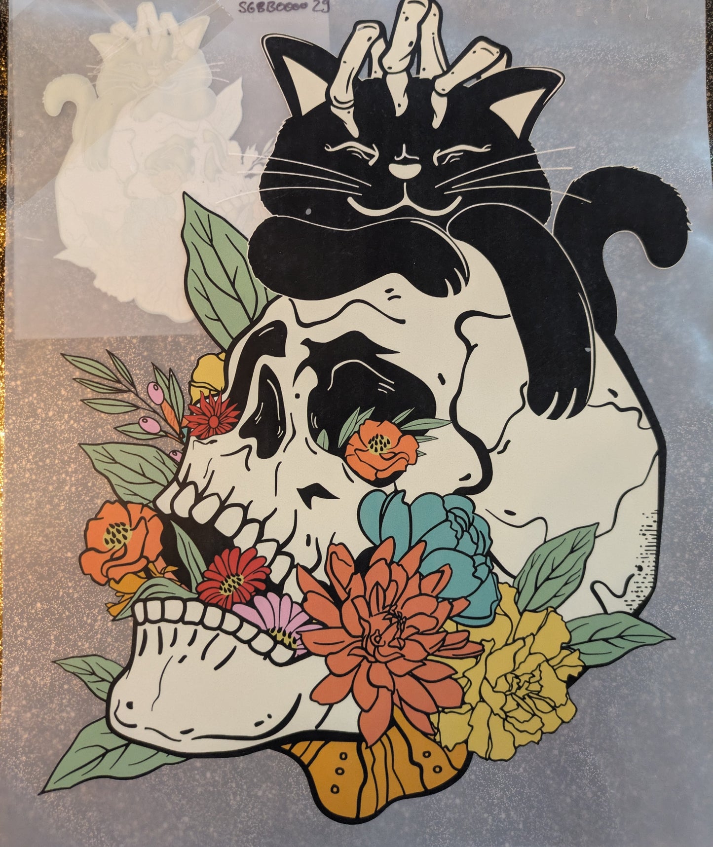 Bügelbilder Set Skull Cat Totenkopf katze SGBB000029