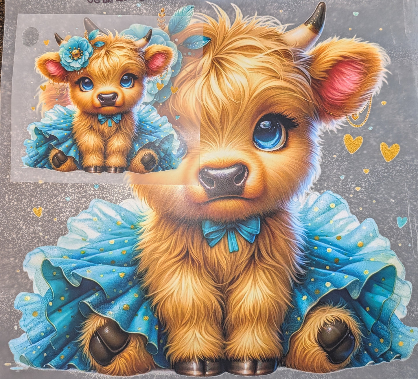 Bügelbilder Set Kuh im Tütü türkis 2  SGBB000005