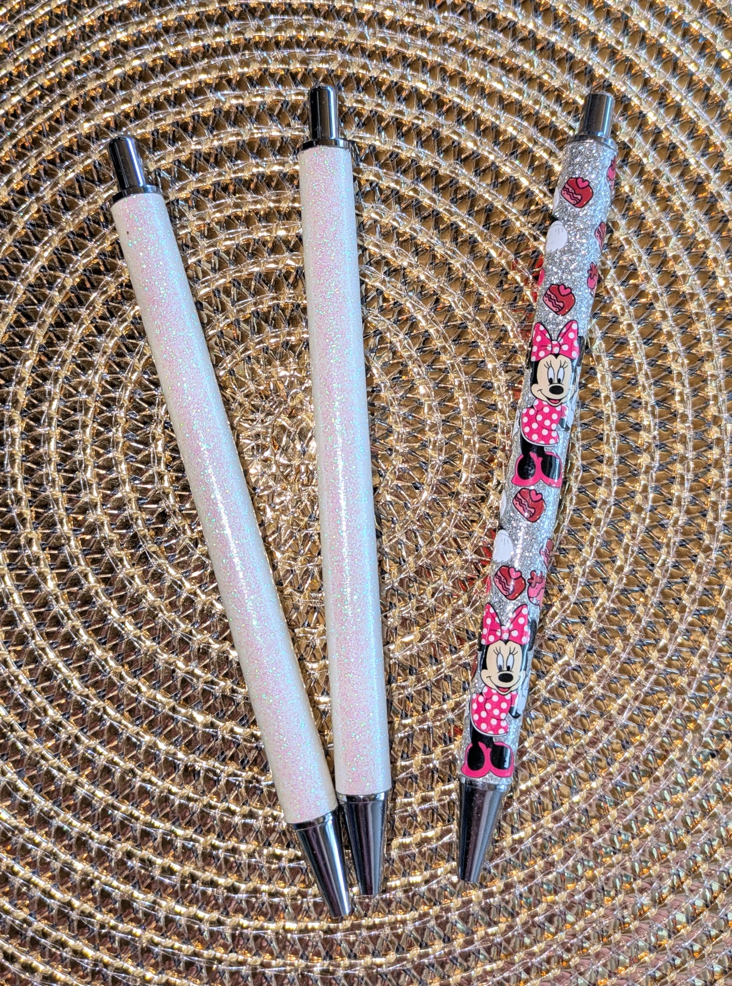 Beklebbarer Glitzerkugelschreiber Glitzer Kugelschreiber weiß