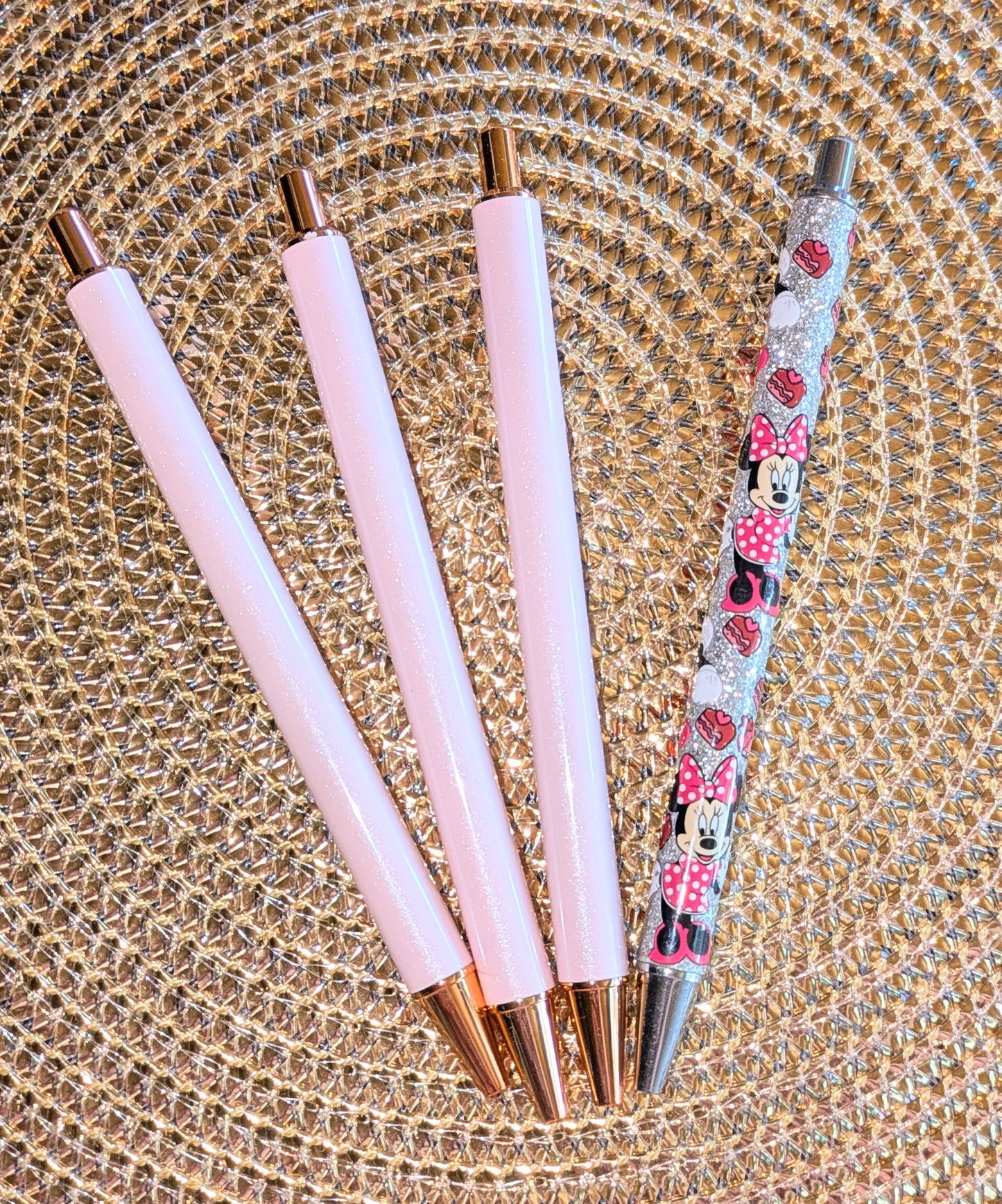 Beklebbarer Glitzerkugelschreiber Glitzer Kugelschreiber zart rosa