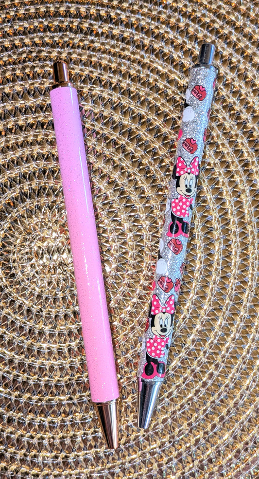 Beklebbarer Glitzerkugelschreiber Glitzer Kugelschreiber rosa