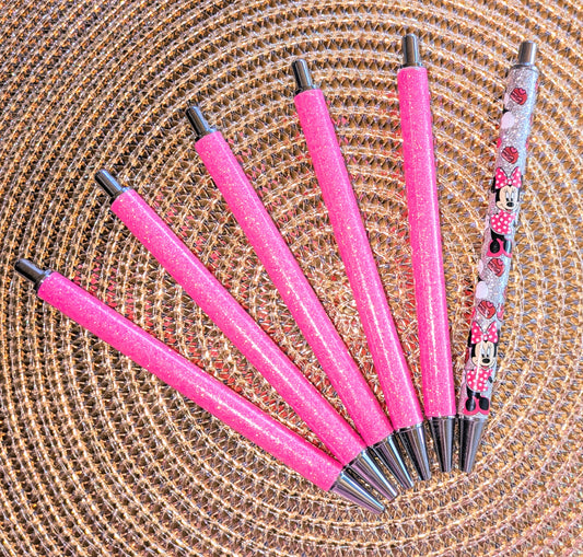 Beklebbarer Glitzerkugelschreiber Glitzer Kugelschreiber pink Glitzer