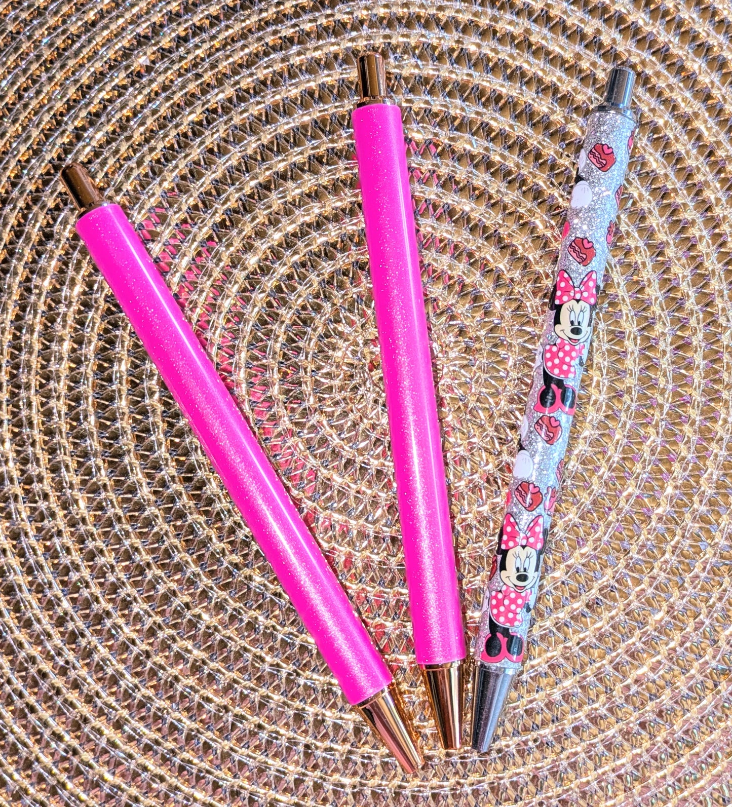 Beklebbarer Glitzerkugelschreiber Glitzer Kugelschreiber pink