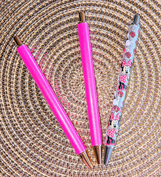 Beklebbarer Glitzerkugelschreiber Glitzer Kugelschreiber pink