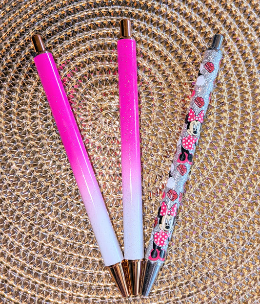 Beklebbarer Glitzerkugelschreiber Glitzer Kugelschreiber pink Ombre