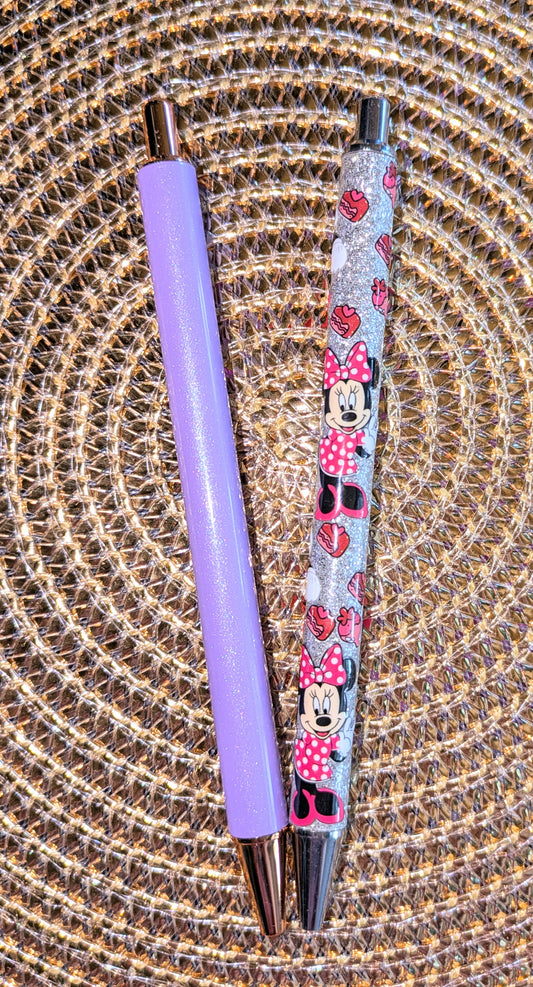 Beklebbarer Glitzerkugelschreiber Glitzer Kugelschreiber Flieder