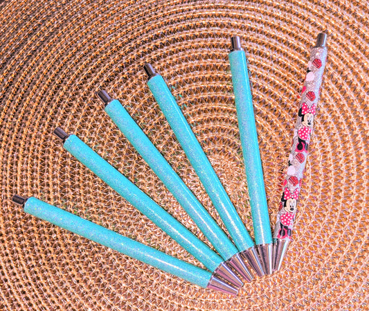 Beklebbarer Glitzerkugelschreiber Glitzer Kugelschreiber mint Glitzer