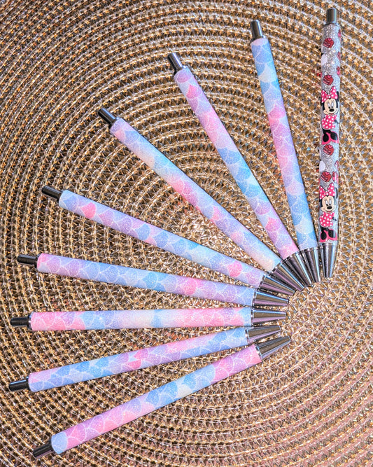 Beklebbarer Glitzerkugelschreiber Glitzer Kugelschreiber Schuppenmuster Glitzer