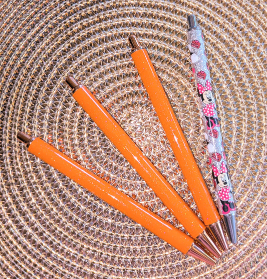 Beklebbarer Glitzerkugelschreiber Glitzer Kugelschreiber helles Orange Glitzer