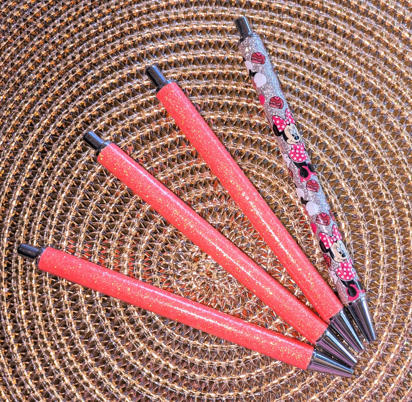 Beklebbarer Glitzerkugelschreiber Glitzer Kugelschreiber Orange Glitzer