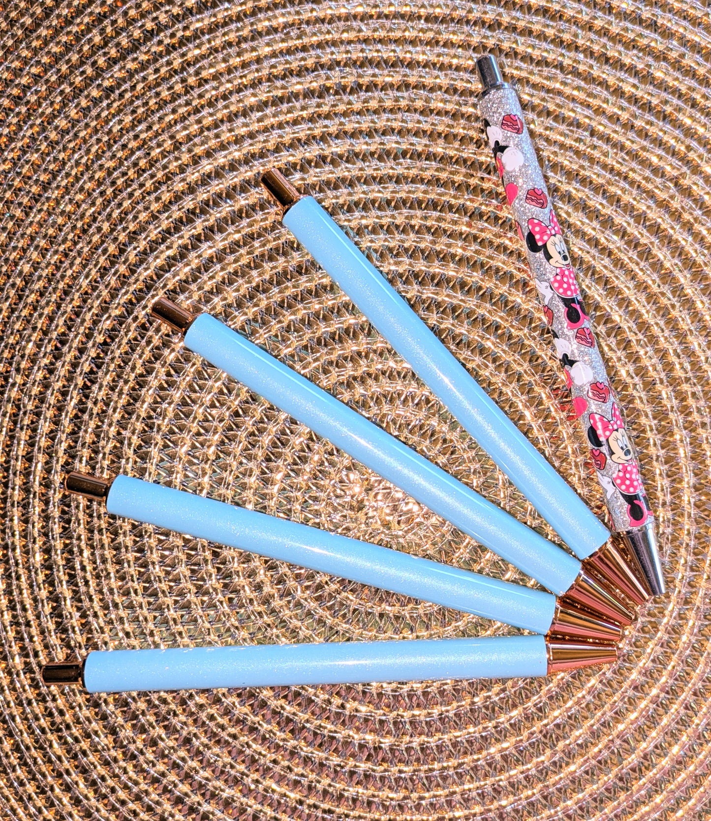 Beklebbarer Glitzerkugelschreiber Glitzer Kugelschreiber hellblau