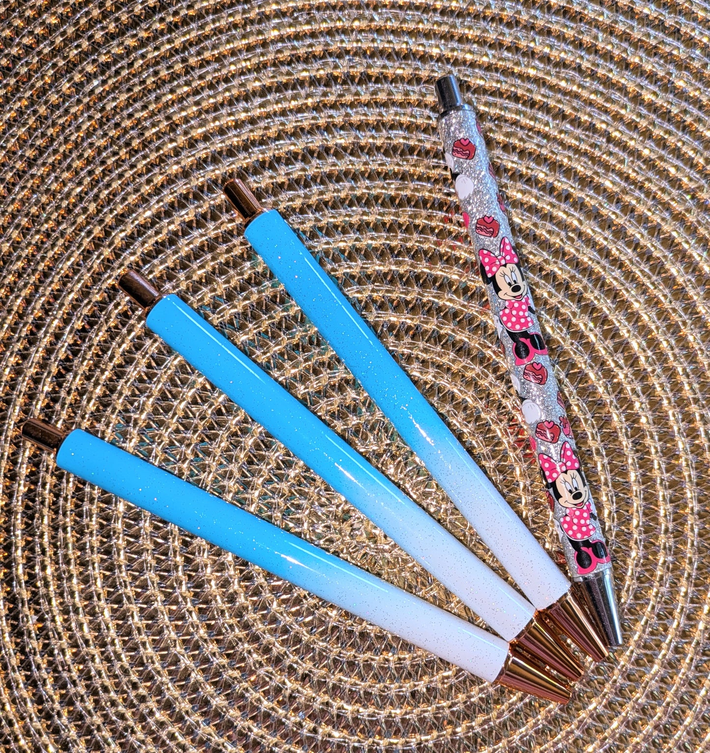 Beklebbarer Glitzerkugelschreiber Glitzer Kugelschreiber himmelblau ombre