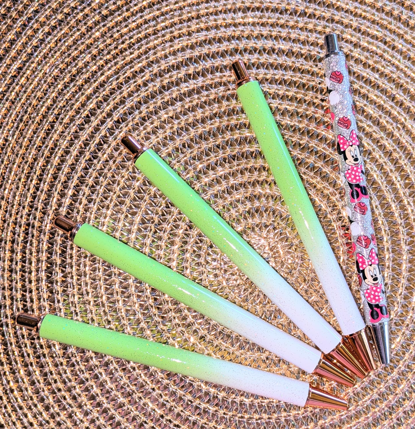 Beklebbarer Glitzerkugelschreiber Glitzer Kugelschreiber Apfelgrün ombre grün