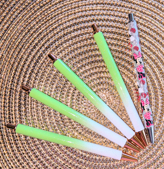 Beklebbarer Glitzerkugelschreiber Glitzer Kugelschreiber Apfelgrün ombre grün