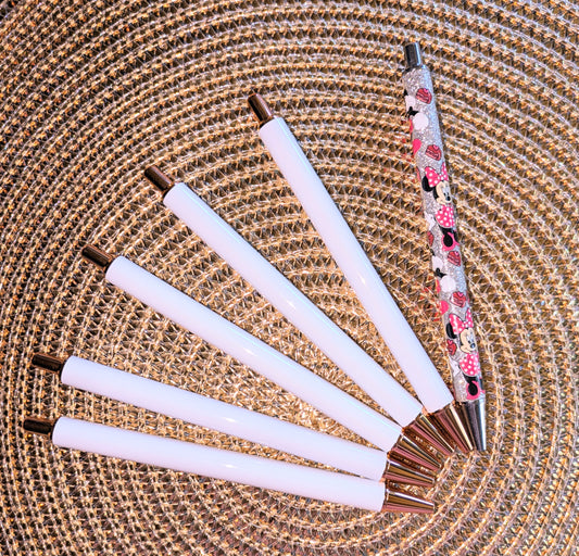 Beklebbarer Kugelschreiber weiß Rosegold