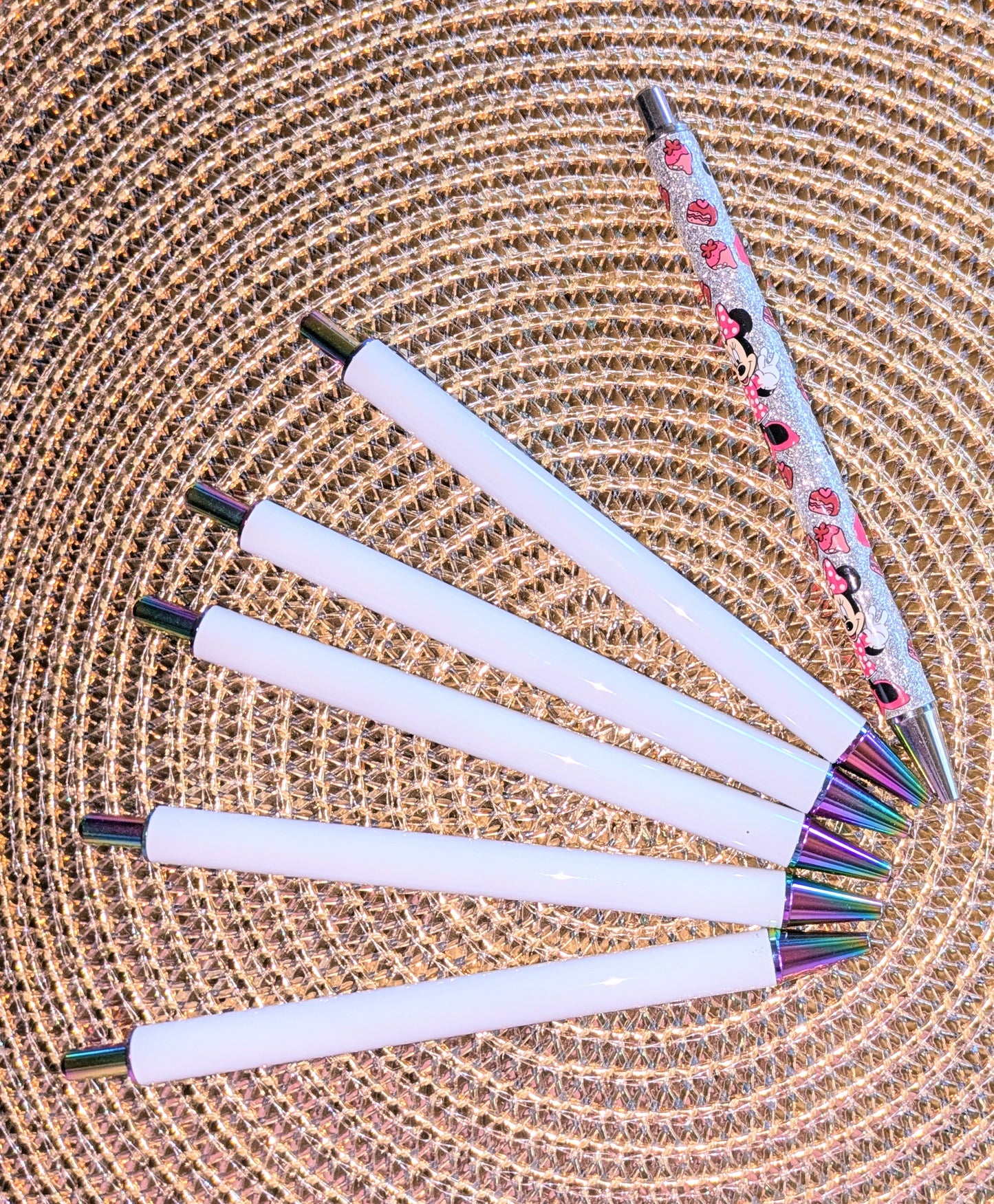 Beklebbarer Kugelschreiber weiß Regenbogen