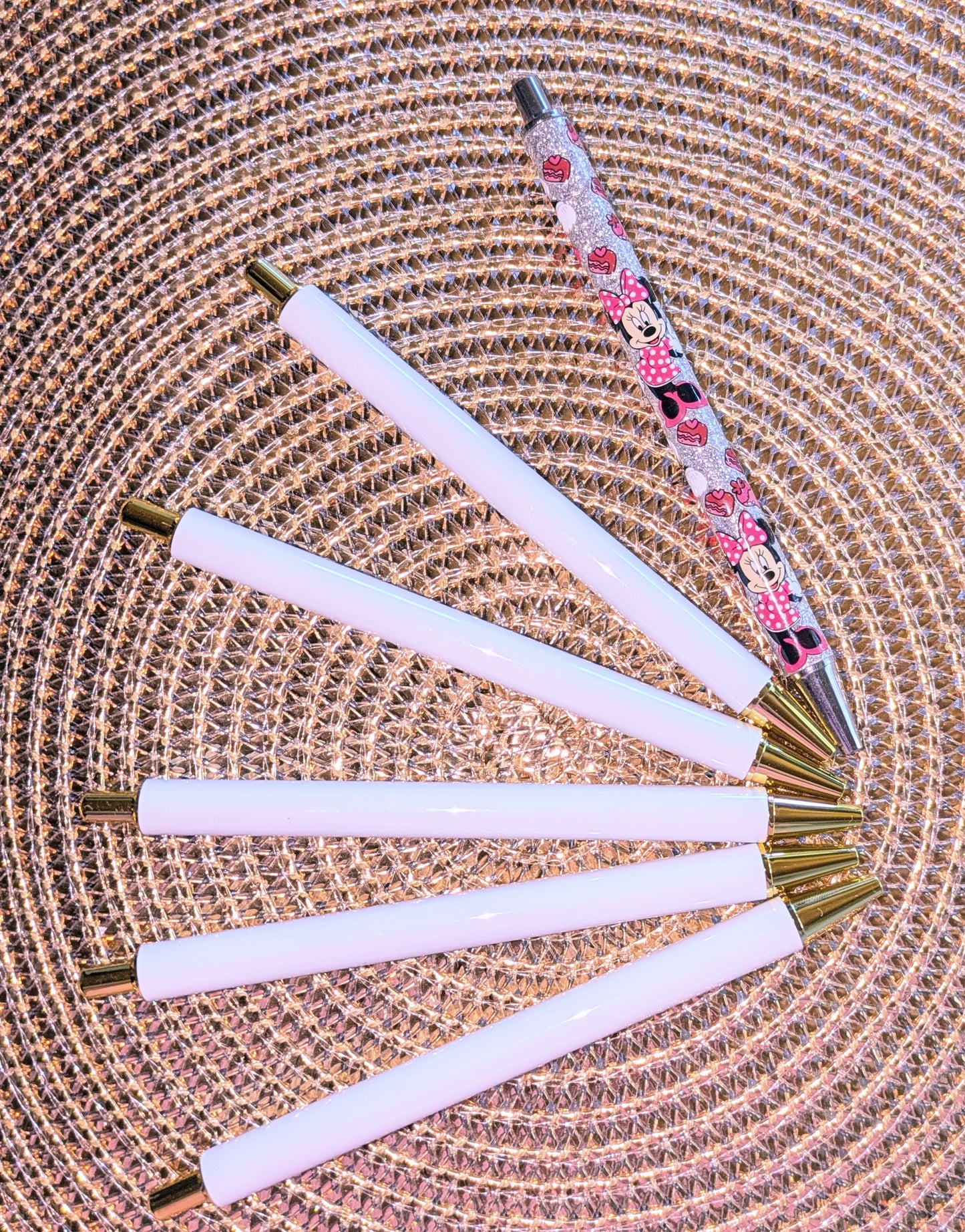 Beklebbarer Kugelschreiber weiß Gold