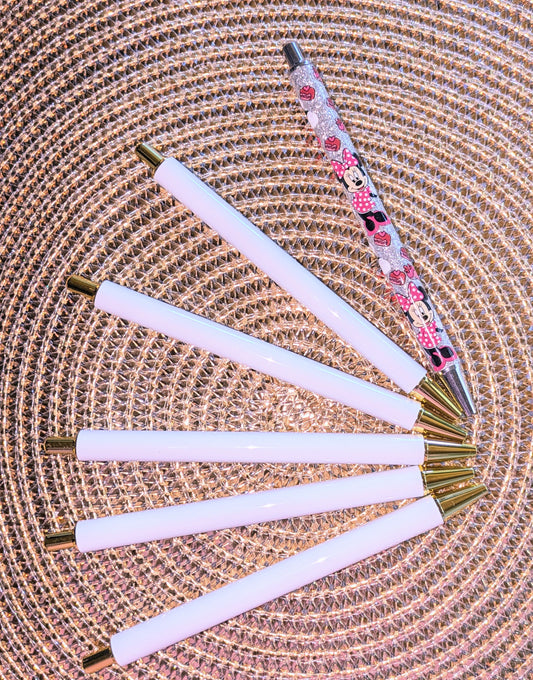 Beklebbarer Kugelschreiber weiß Gold