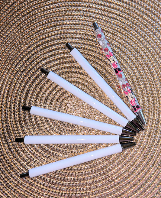 Beklebbarer  Kugelschreiber weiß altsilber