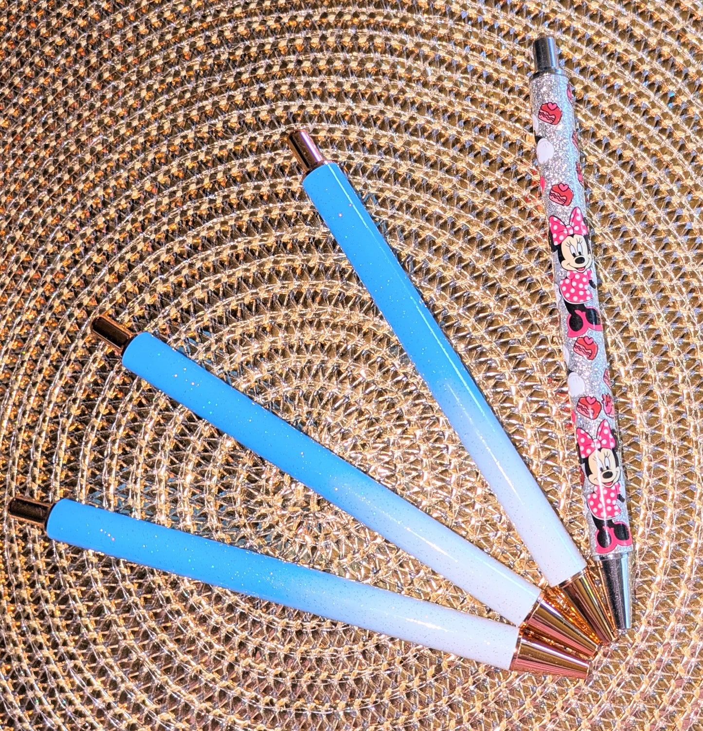 Beklebbarer Glitzerkugelschreiber Glitzer Kugelschreiber mittelblau Ombre