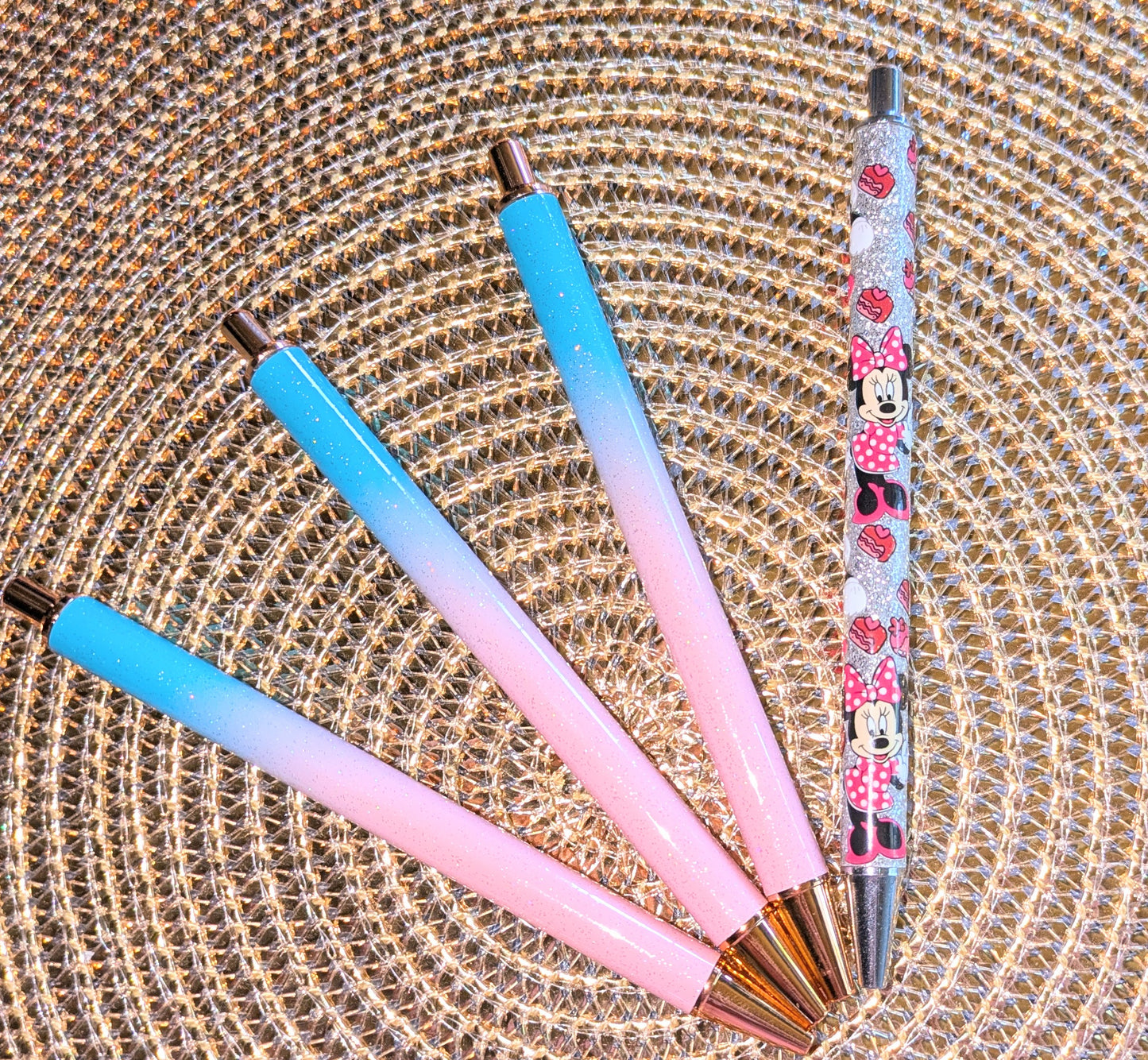 Beklebbarer Glitzerkugelschreiber Glitzer Kugelschreiber petrol rosa