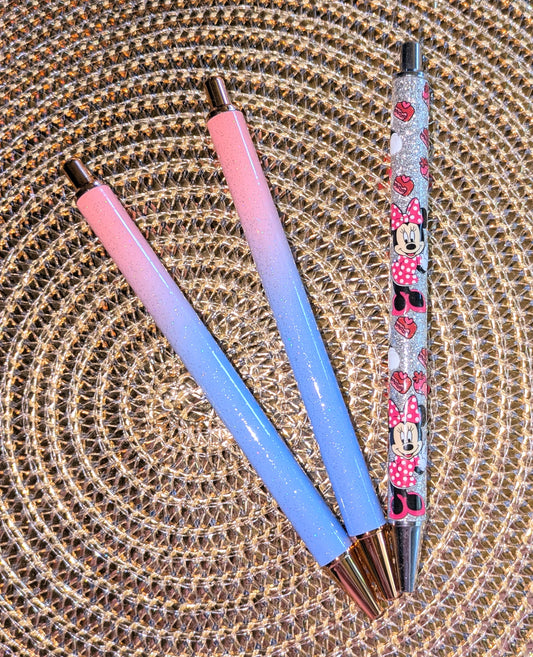 Beklebbarer Glitzerkugelschreiber Glitzer Kugelschreiber pfirsich blau ombre