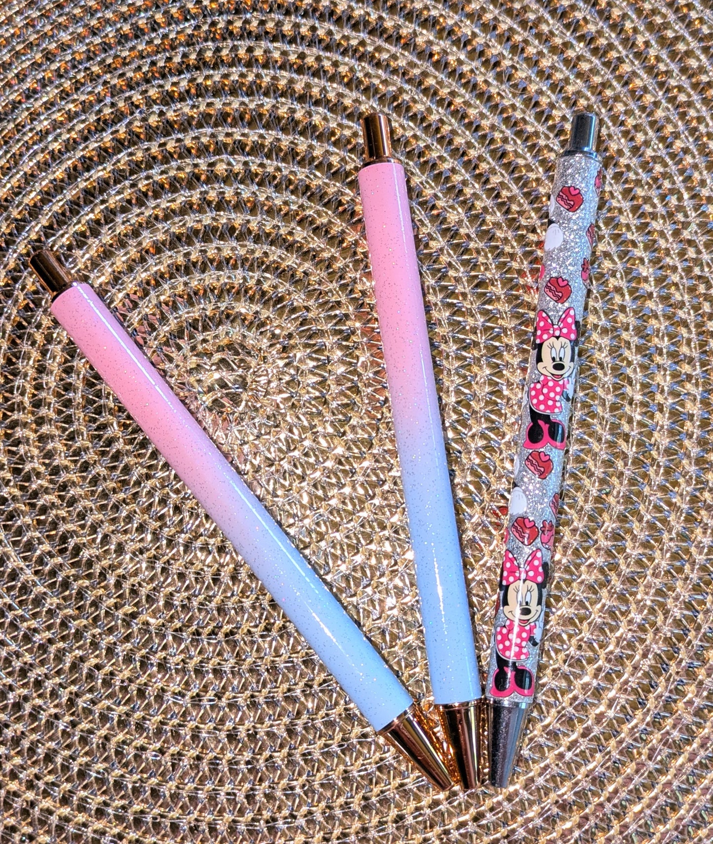 Beklebbarer Glitzerkugelschreiber Glitzer Kugelschreiber rosa hellblau ombre