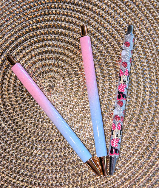 Beklebbarer Glitzerkugelschreiber Glitzer Kugelschreiber rosa hellblau ombre