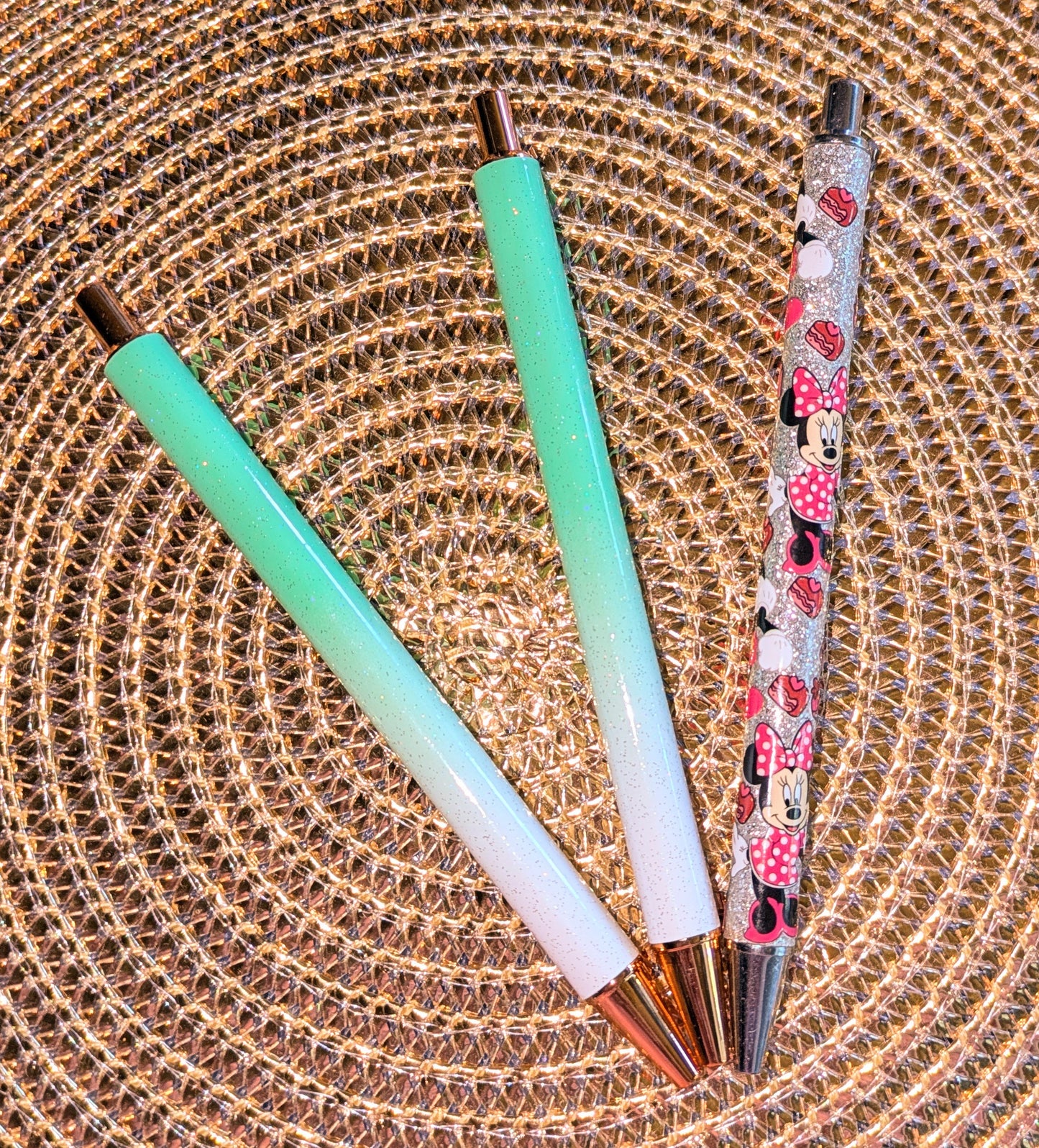 Beklebbarer Glitzerkugelschreiber Glitzer Kugelschreiber mittelgrün weiß ombre