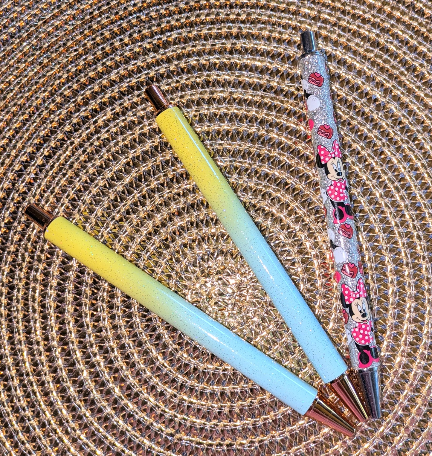 Beklebbarer Glitzerkugelschreiber Glitzer Kugelschreiber gelb hellblau ombre