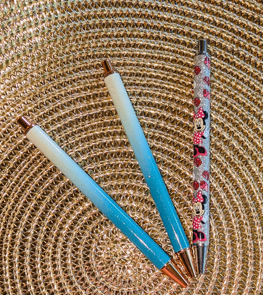 Beklebbarer Glitzerkugelschreiber Glitzer Kugelschreiber creme petrol ombre