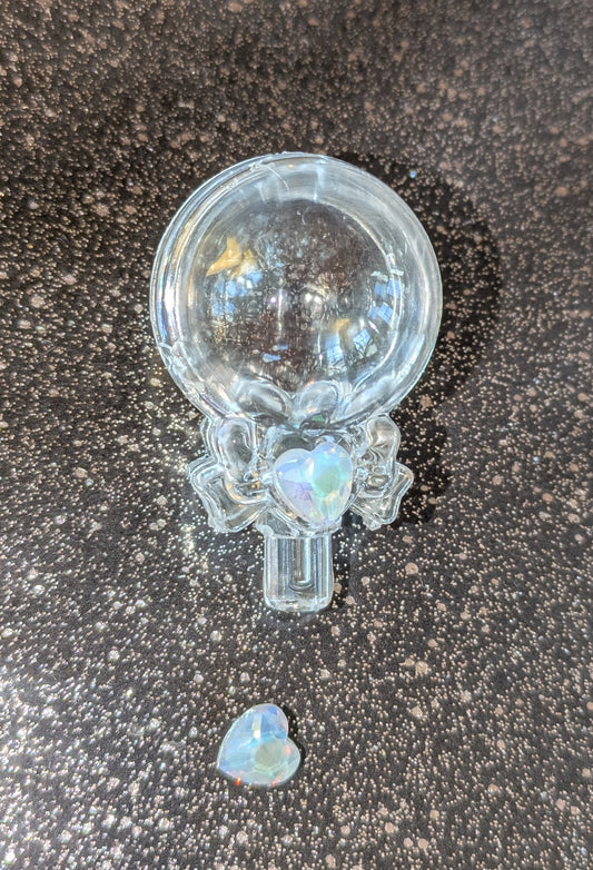 Befüllberer Transparenter Plastik Zauberstab als Perle zu Verwenden mit 2 Glasherzen