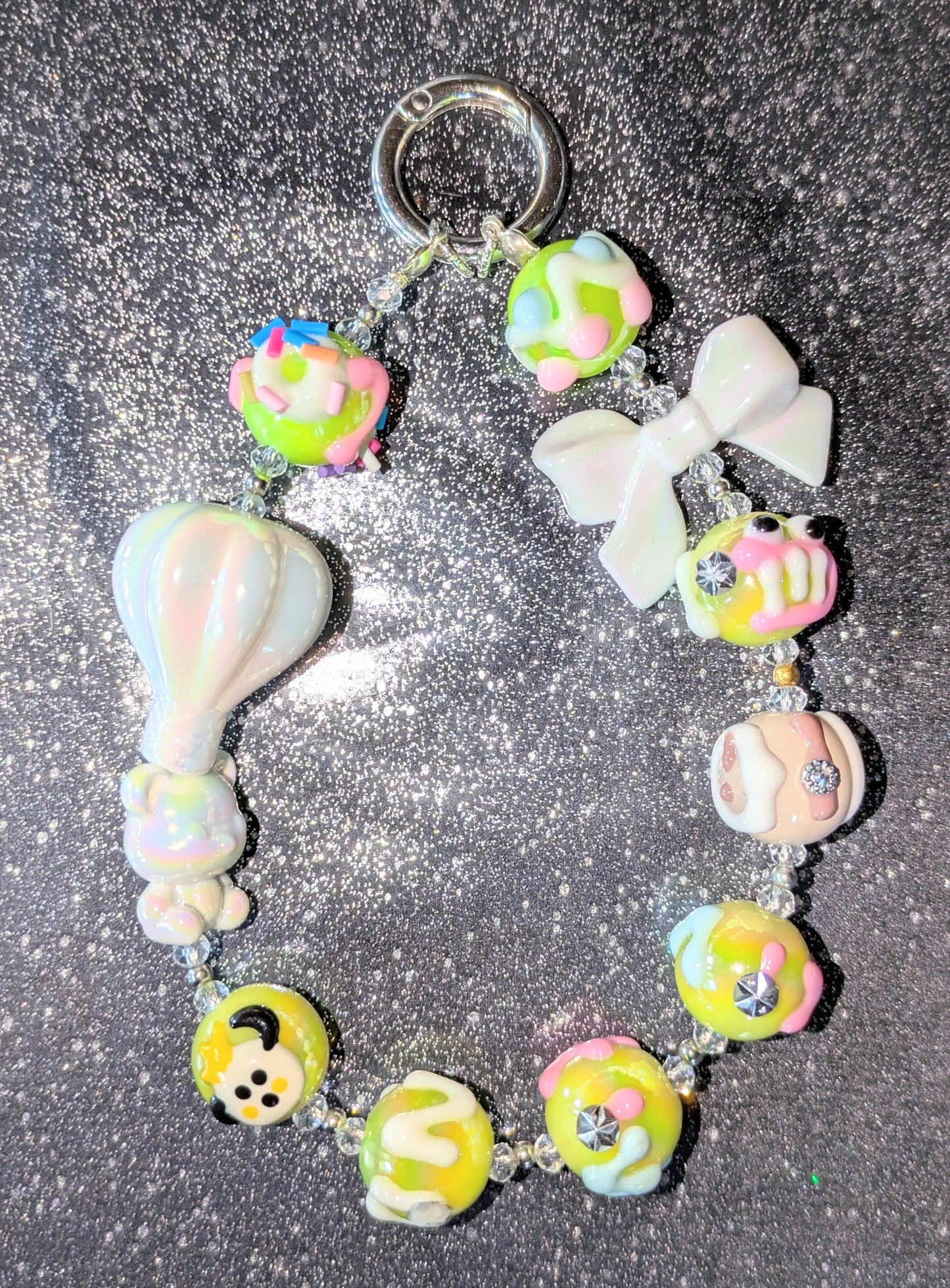 Handykette Schlüsselanhänger mit Handbemalten Perlen 02