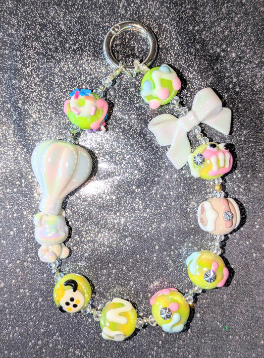 Handykette Schlüsselanhänger mit Handbemalten Perlen 02